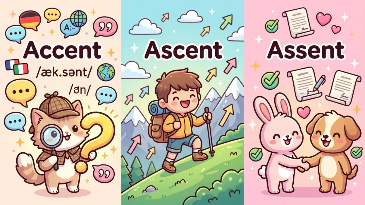 Accent vs Ascent vs Assent