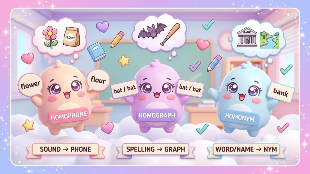 Homophone vs Homograph vs Homonym